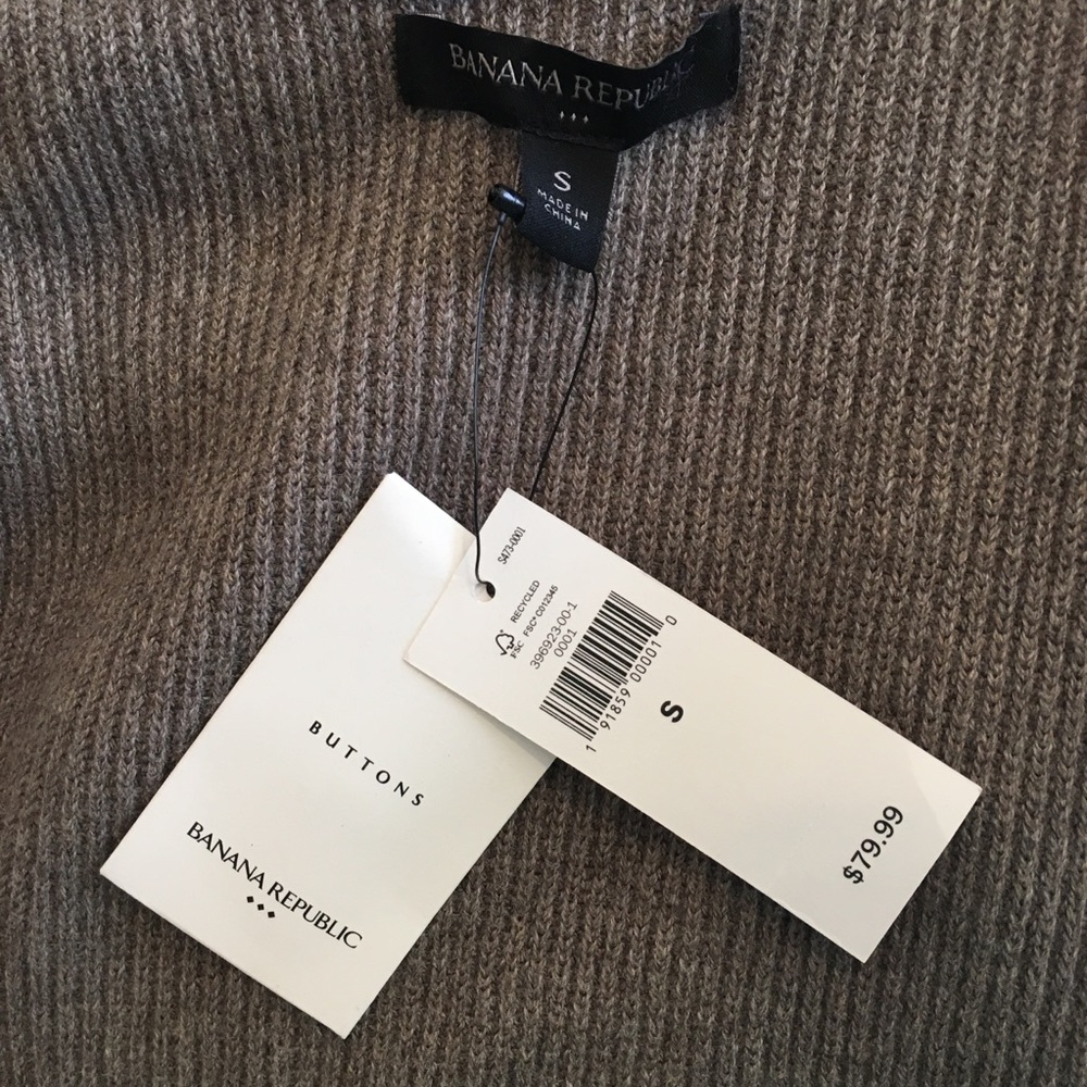 Banana Republic Taupe Cotton Shawl Collar Sweater - Picture 4 of 6